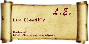 Lux Elemér névjegykártya